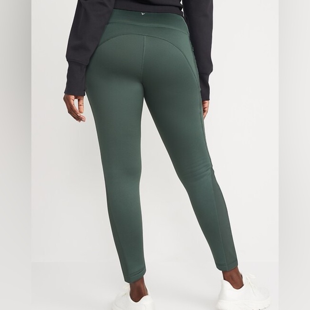 NWT Old Navy Sz 4X Ultra CozeCore Lined Leggings High Rise Go Dry Jade